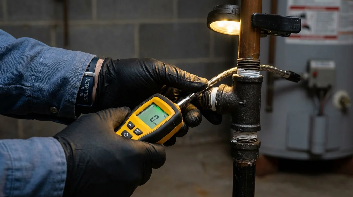 Gas leak detection with electronic sniffer by Johns Plumbing LLC in Gouldsboro