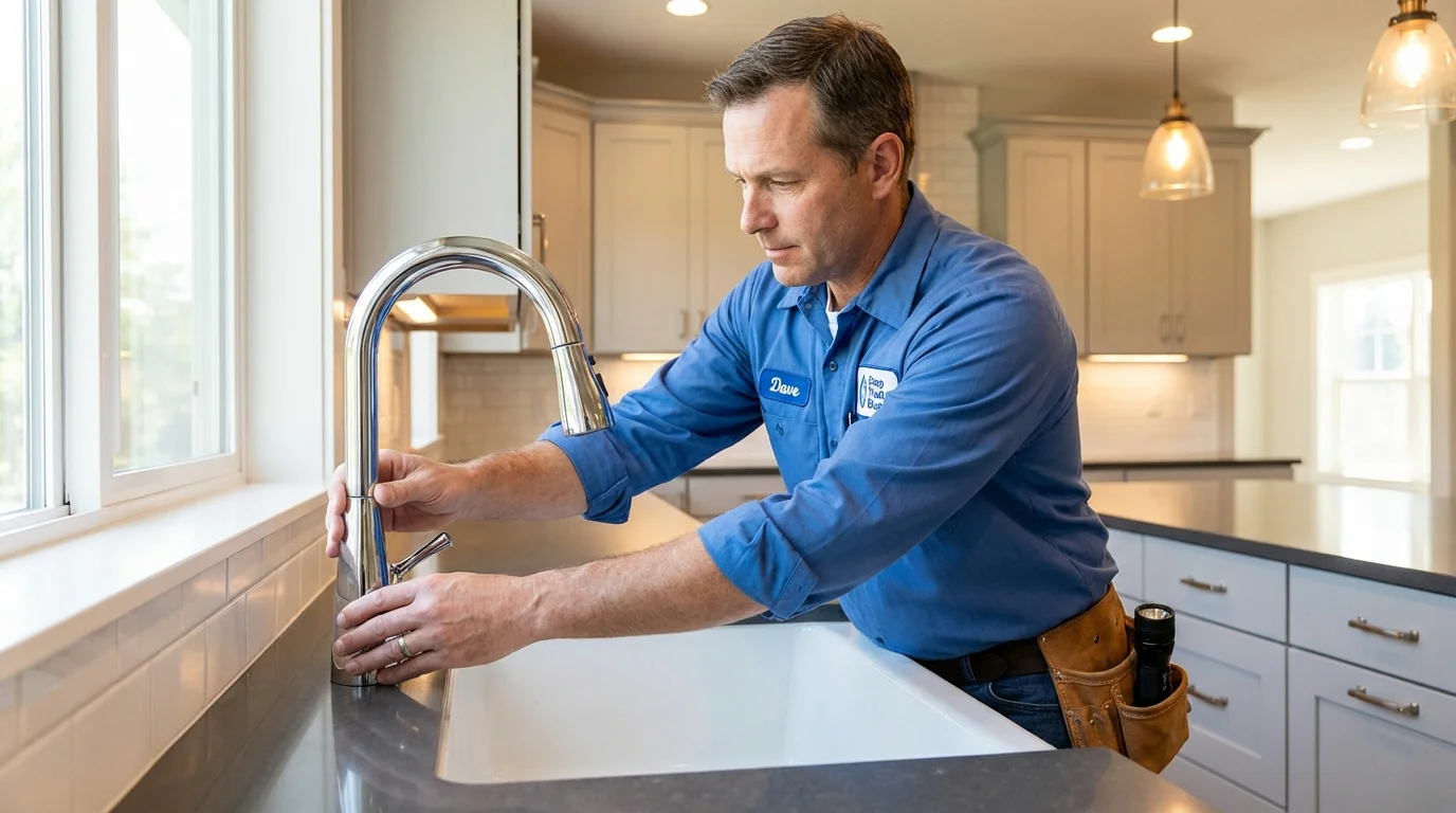 Kitchen faucet installation by Johns Plumbing LLC in Gouldsboro